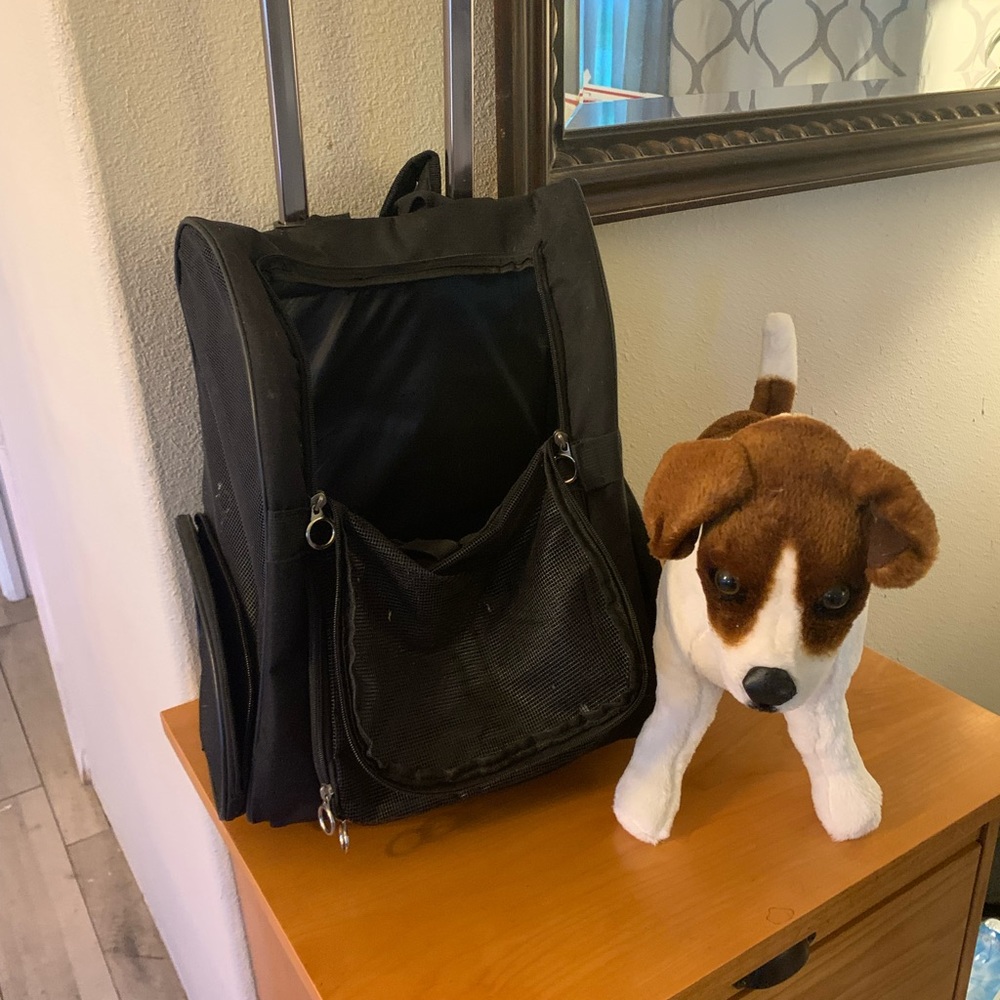Dog roller suitcase and backpack fits s/med dog